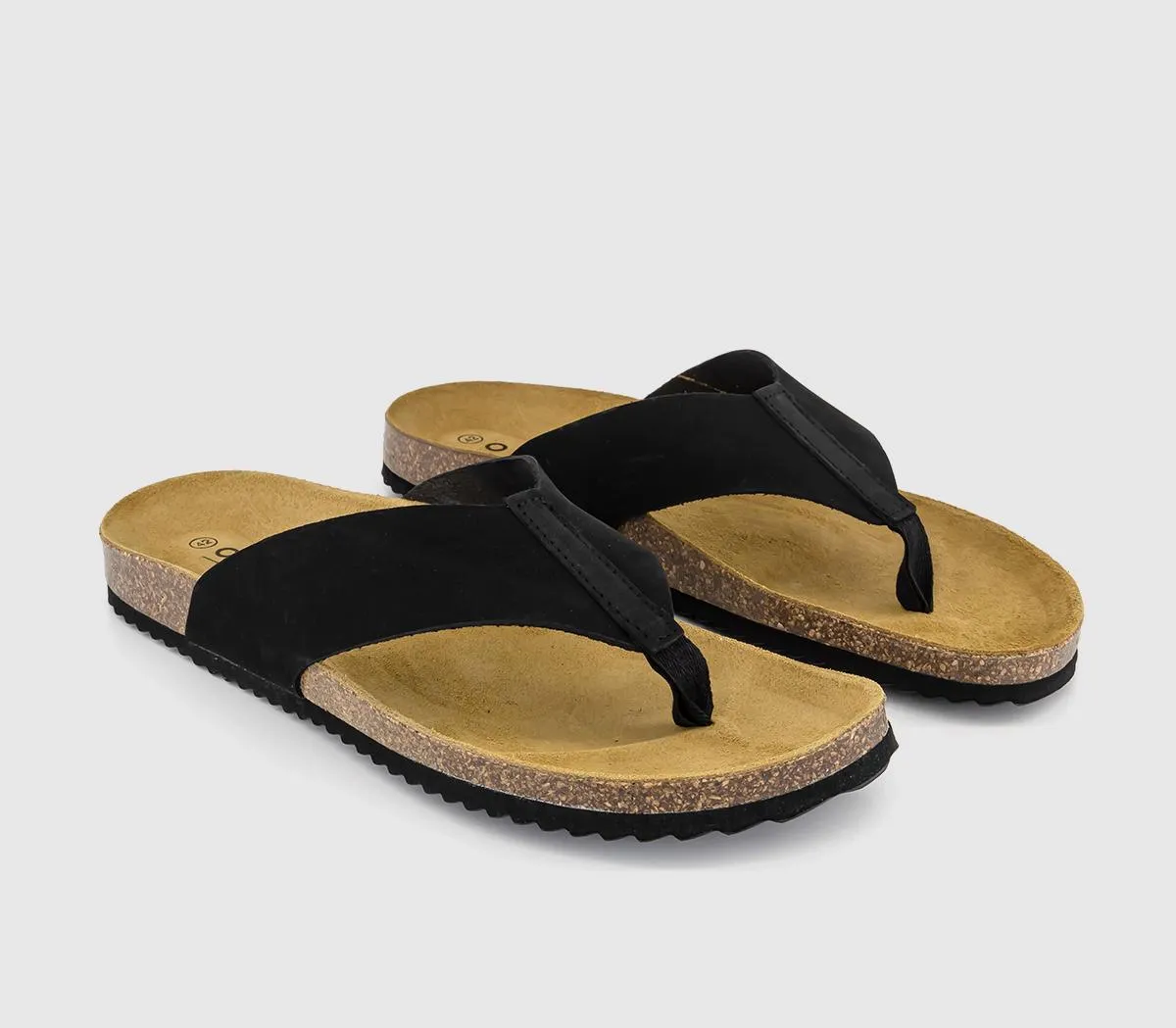 Mens Office Darwin 2 Toe Thong Sandals Black Nubuck