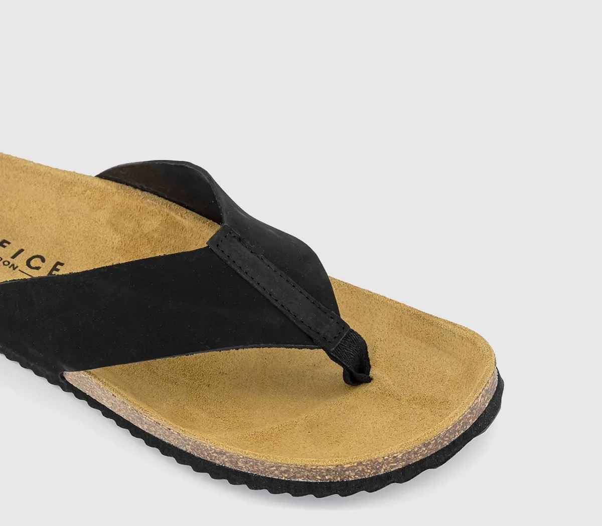 Mens Office Darwin 2 Toe Thong Sandals Black Nubuck