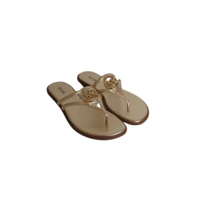 Michael Kors Gold Leather Hampton Flat Sandals | Like new |