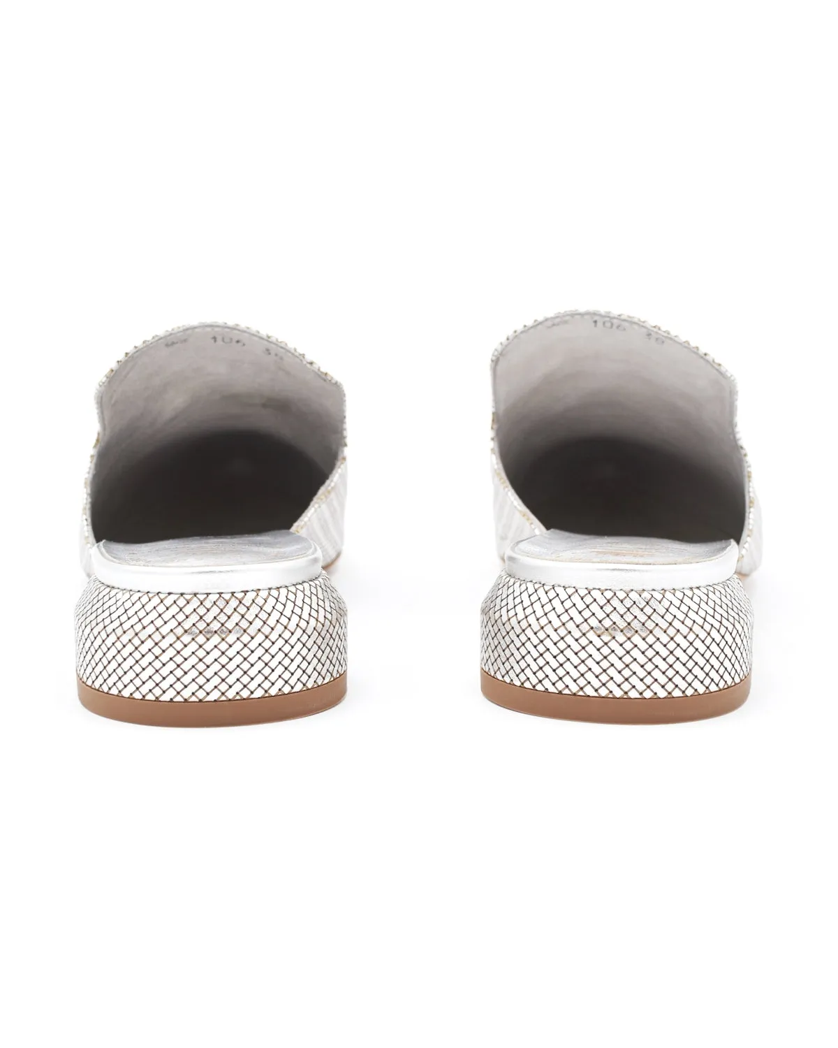 Officine Creative Sage Patterned Silver Mules