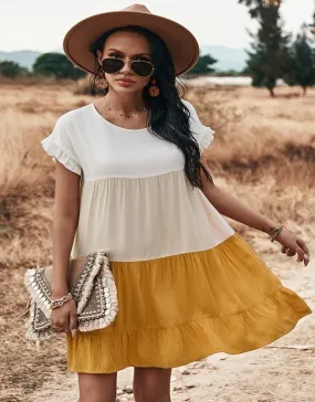 Orange Color Block Dress