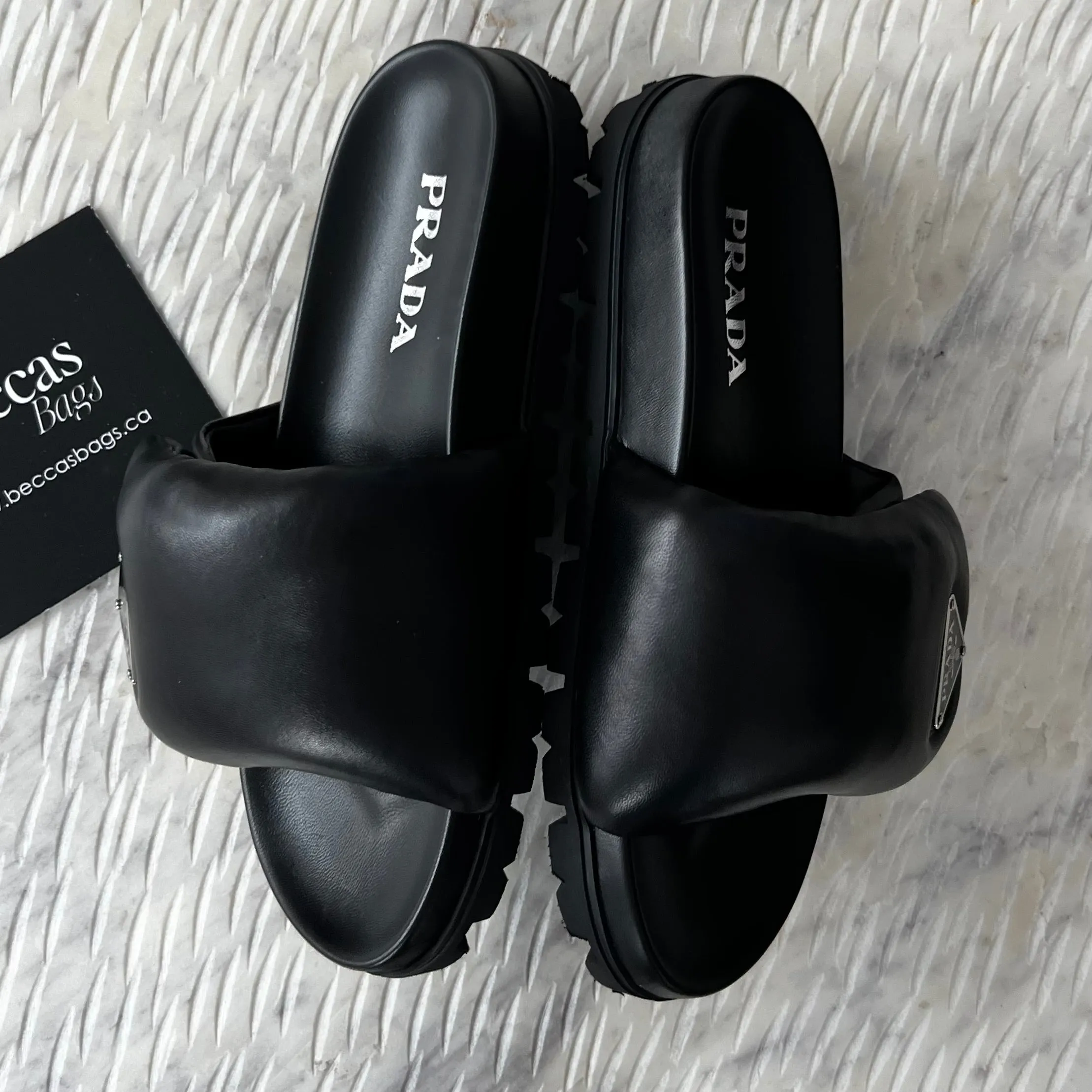 Prada Soft Nappa Padded Sandals