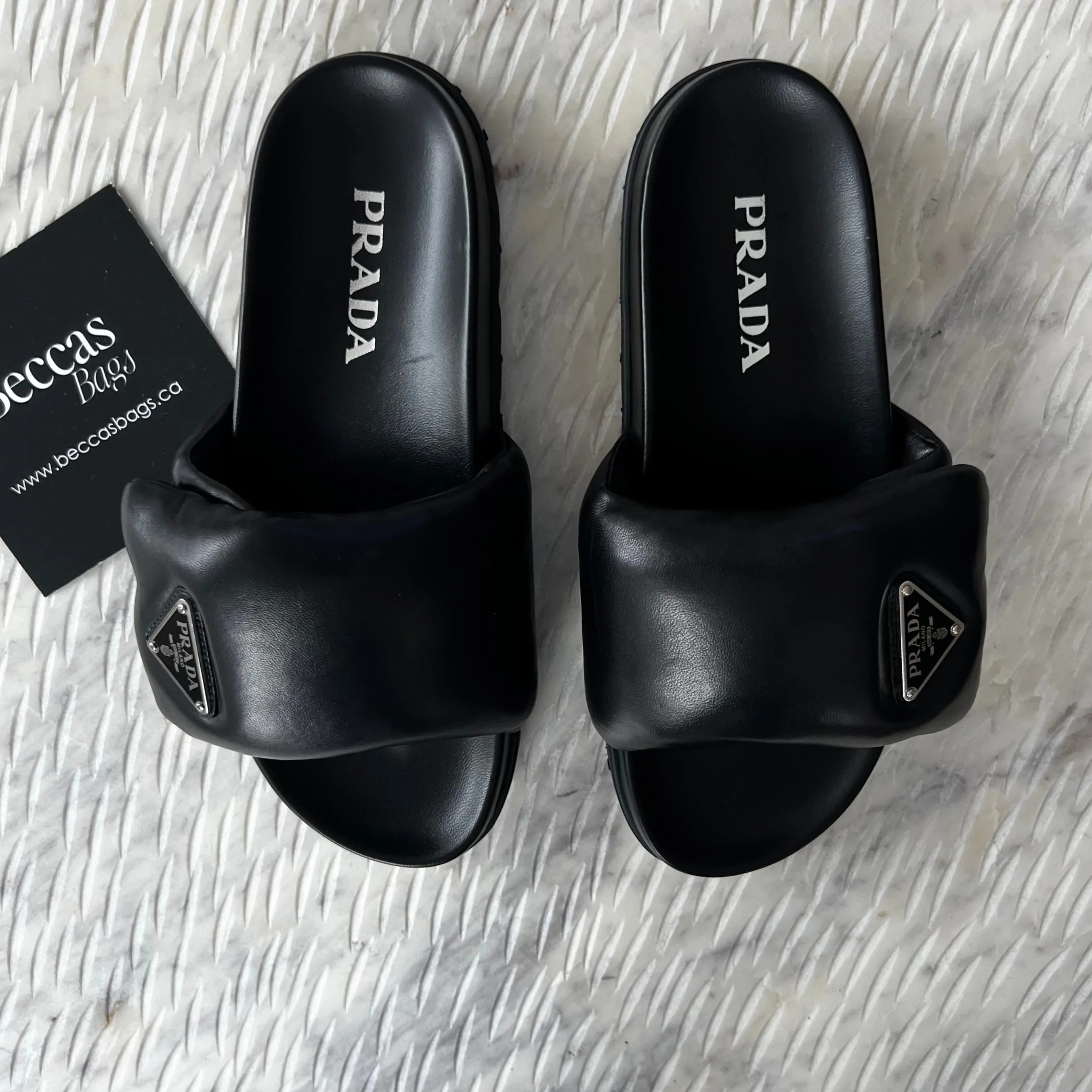 Prada Soft Nappa Padded Sandals