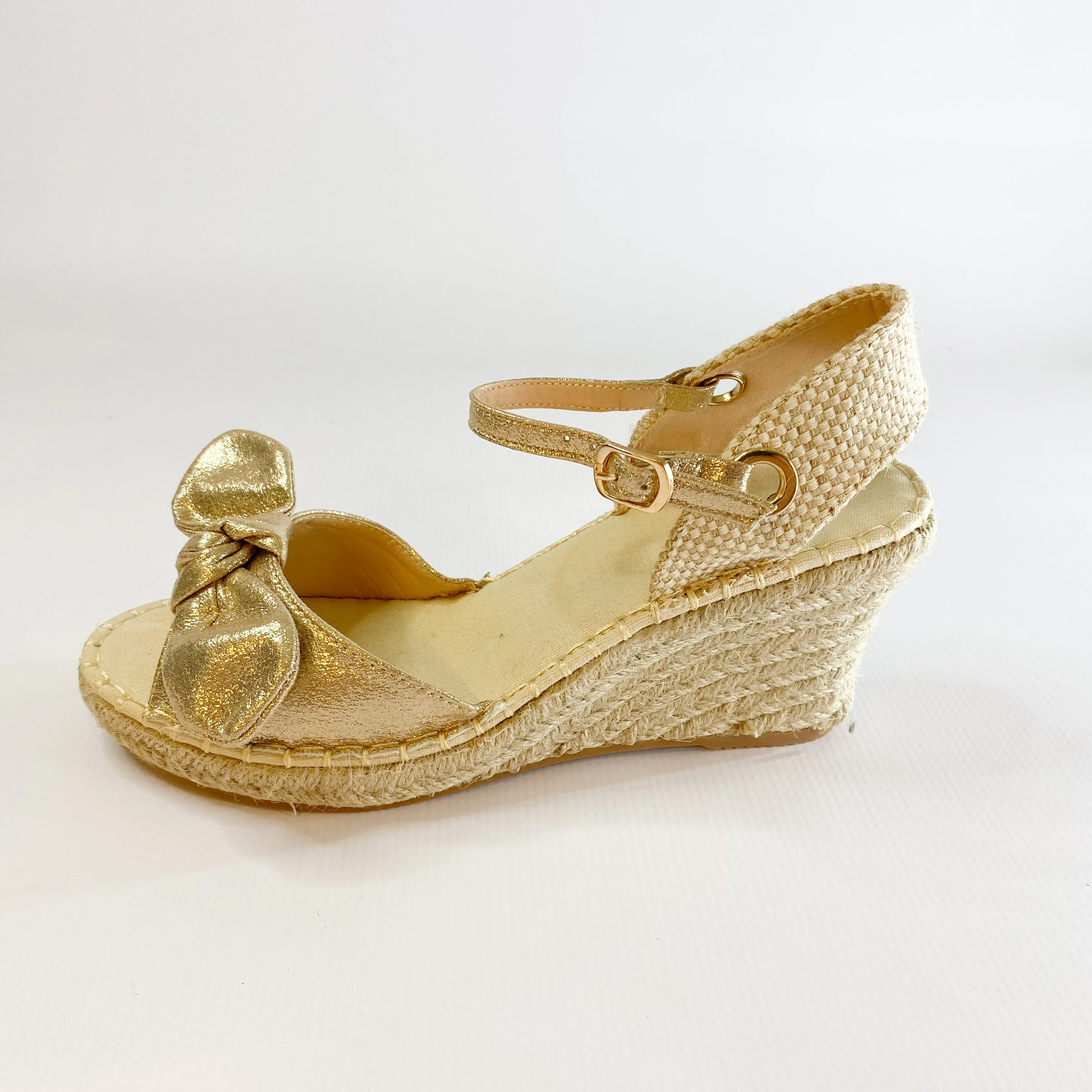 Queue espadrille gold slingback wedge