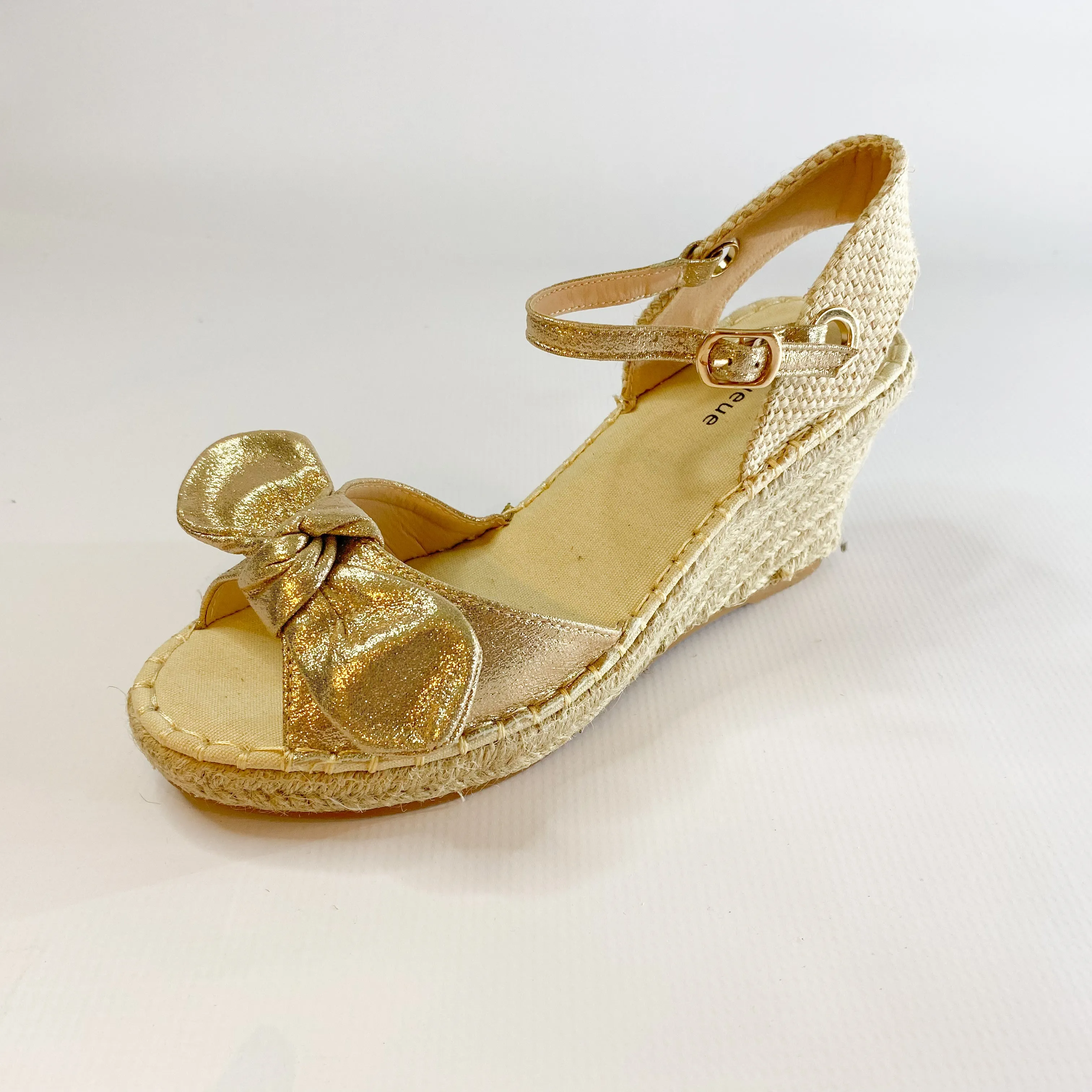 Queue espadrille gold slingback wedge