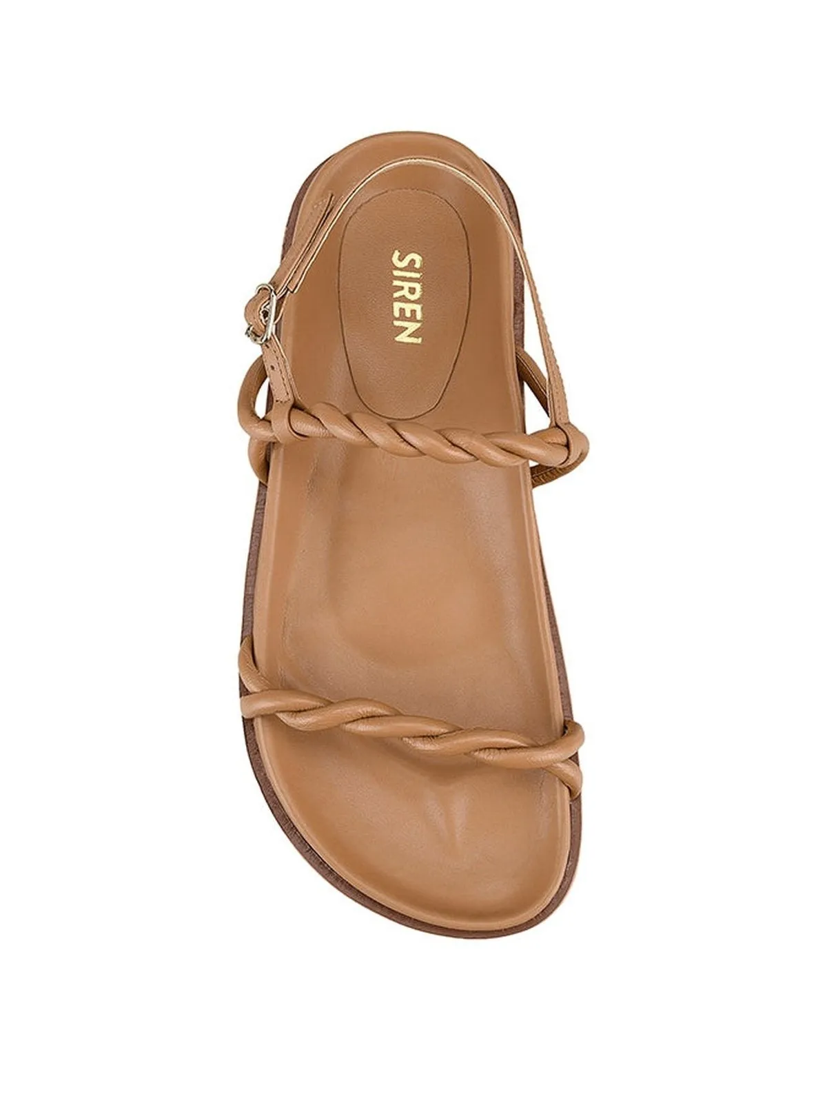 Optimized title: Soft Tan Leather Rebekha Footbed Sandals