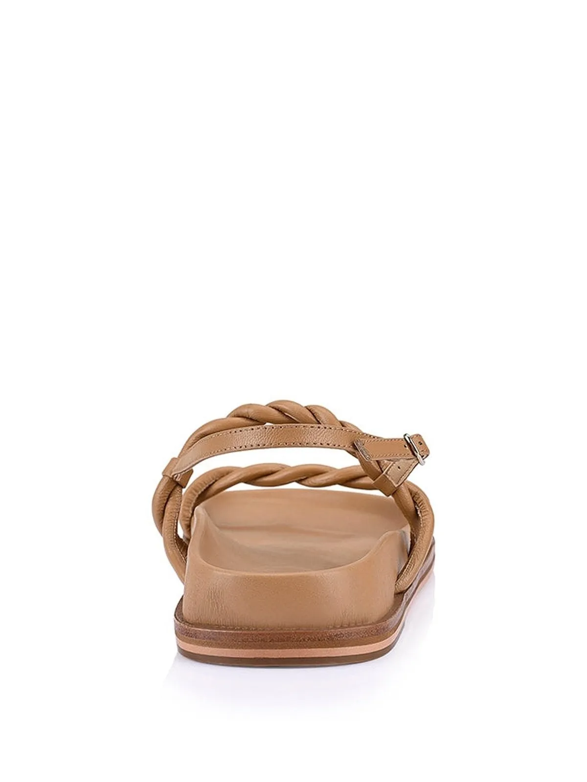 Optimized title: Soft Tan Leather Rebekha Footbed Sandals