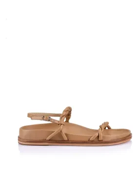 Optimized title: Soft Tan Leather Rebekha Footbed Sandals