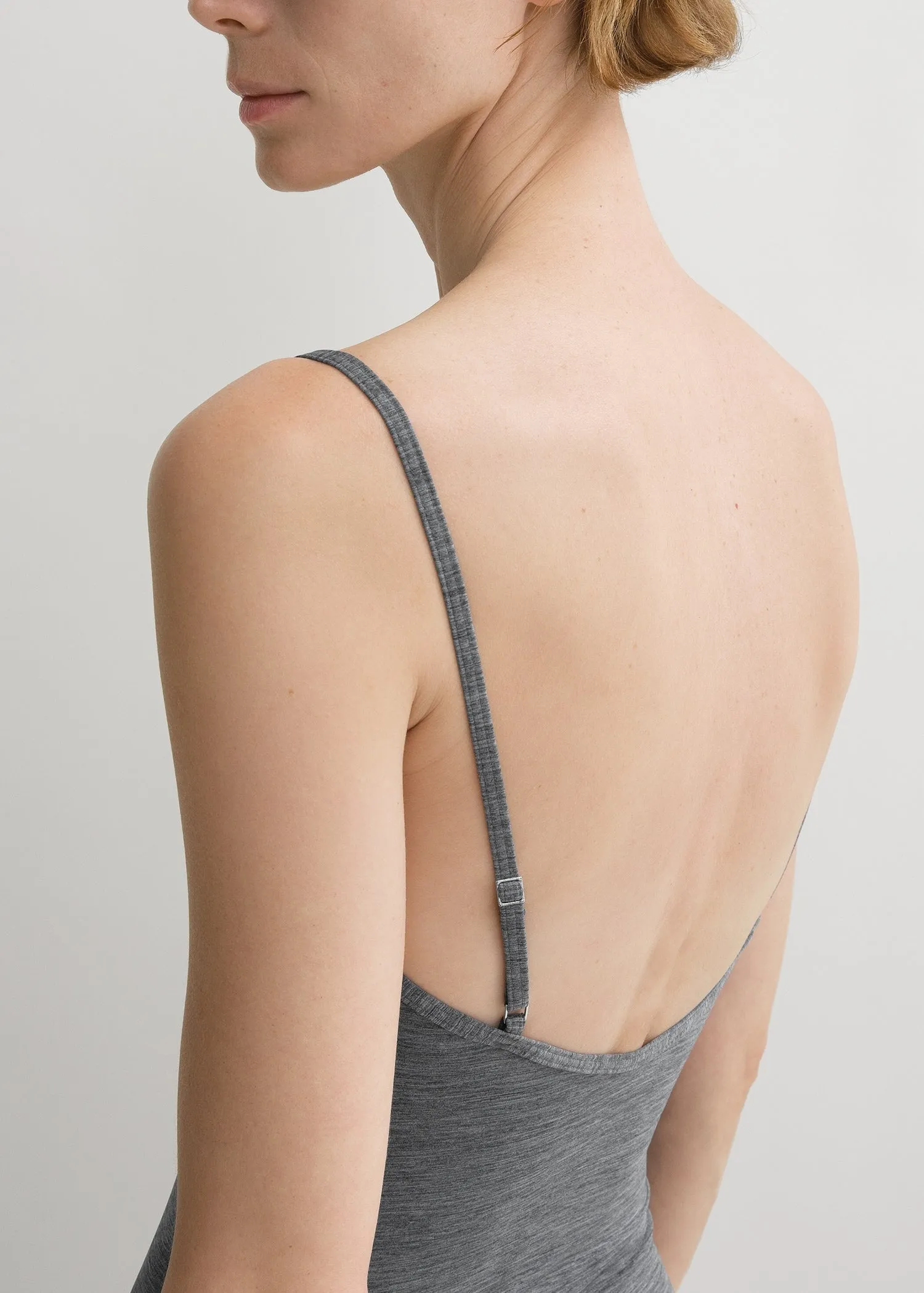 Square-neck swimsuit grey melange