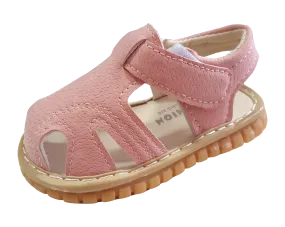 Optimized Title: Pink Leather Squeaky Shoes with Sound for Toddlers (EU Size 16-21)