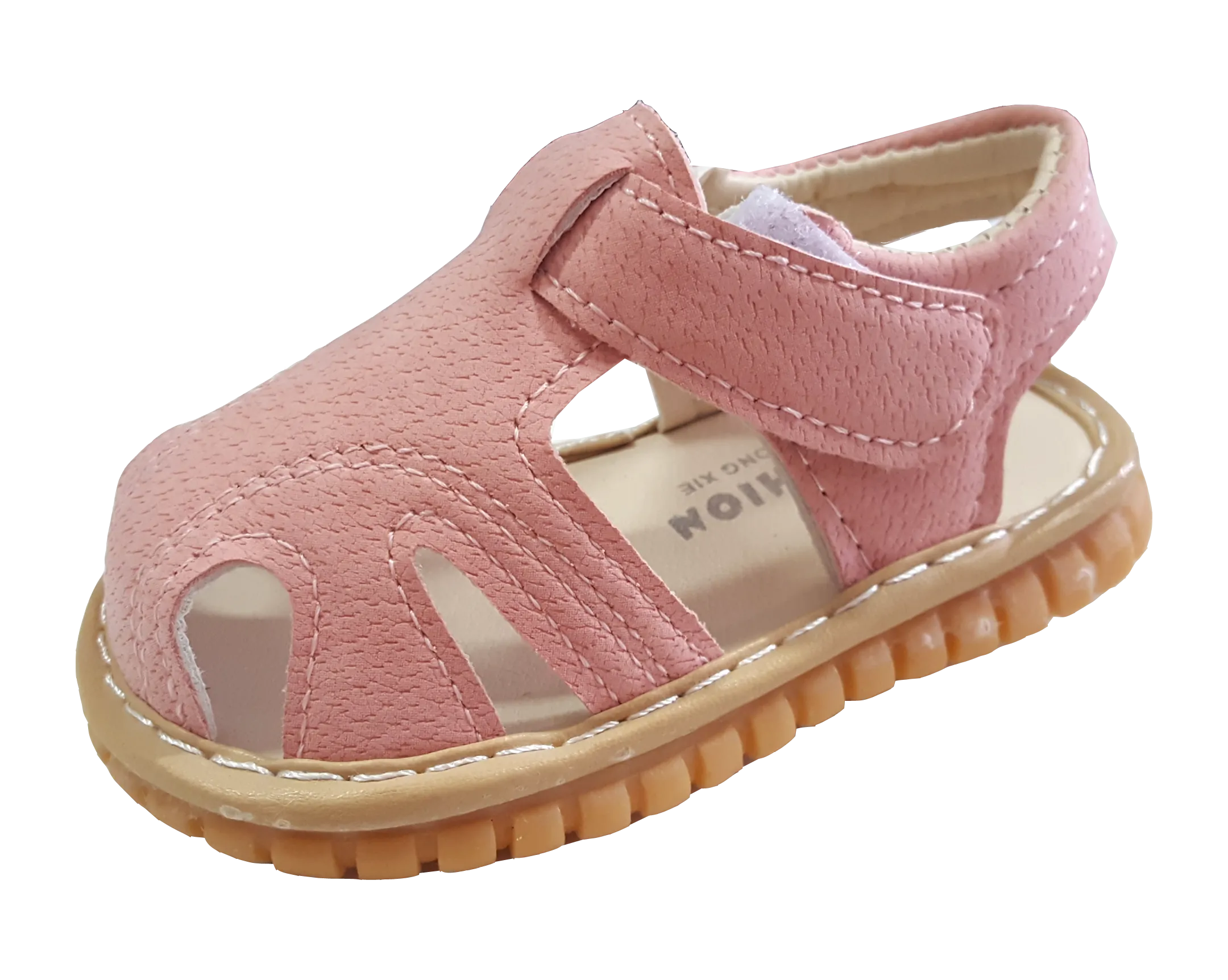 Optimized Title: Pink Leather Squeaky Shoes with Sound for Toddlers (EU Size 16-21)