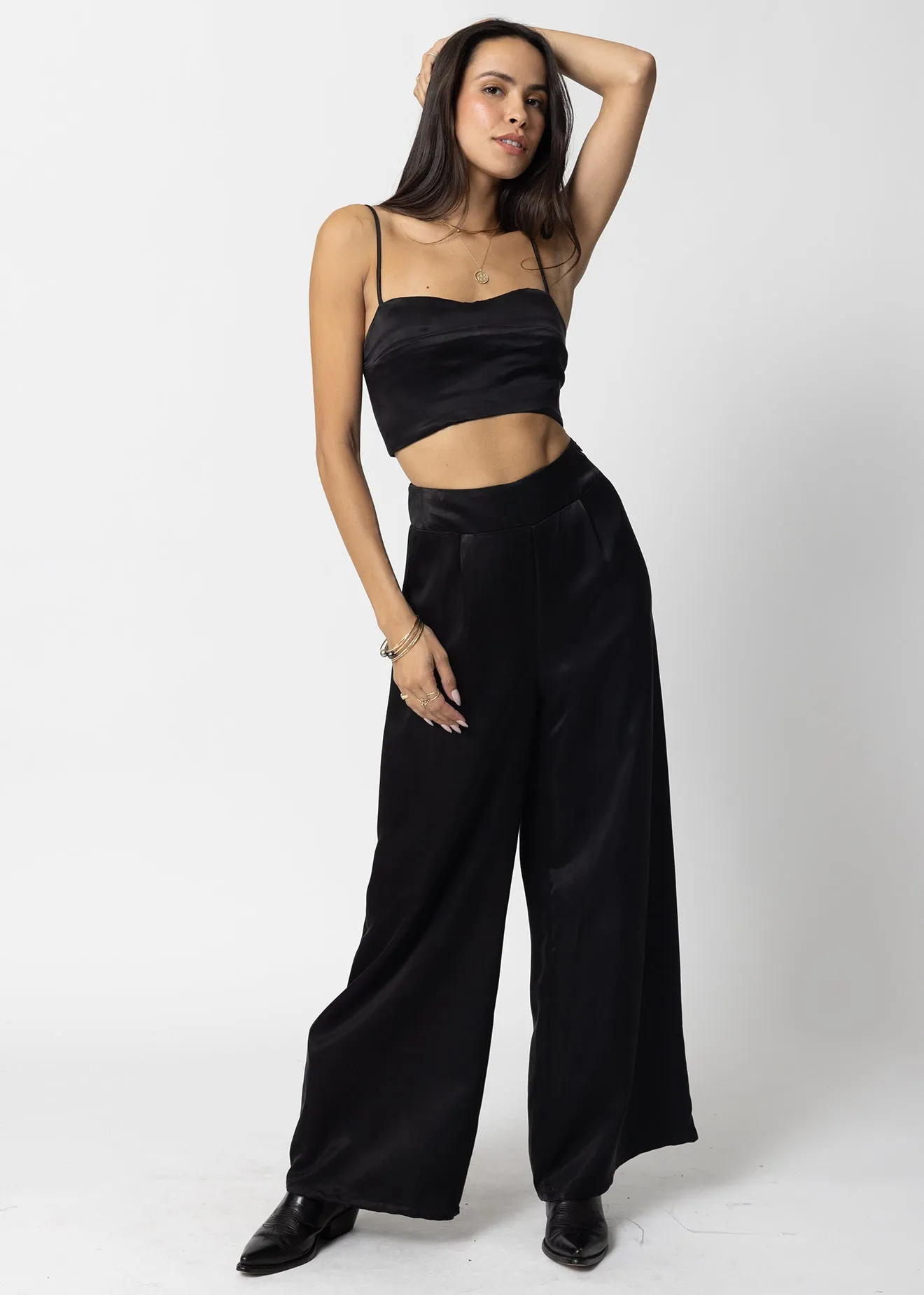 THE CUPRO SILKY SUNSET WIDE LEG PANT