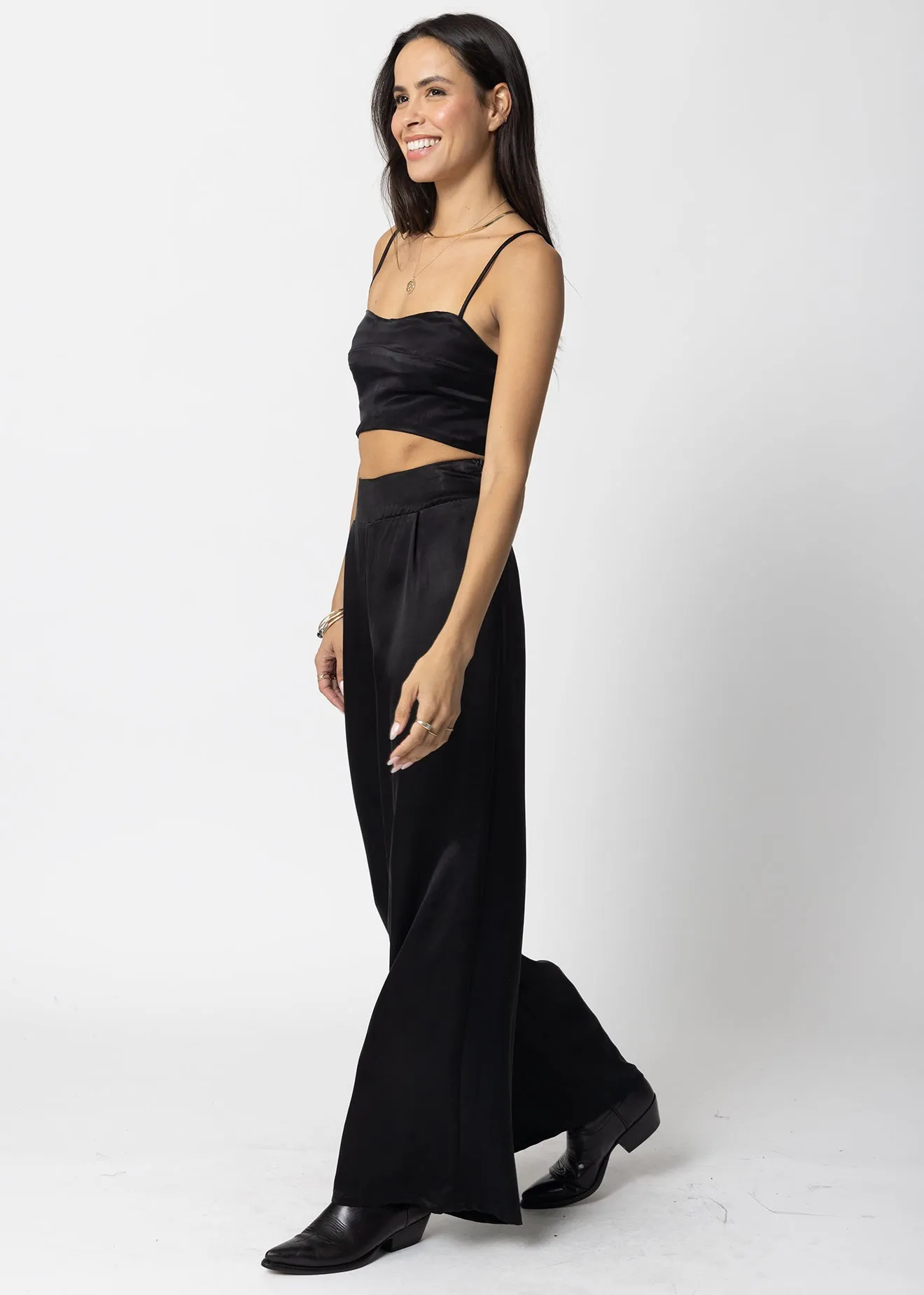 THE CUPRO SILKY SUNSET WIDE LEG PANT