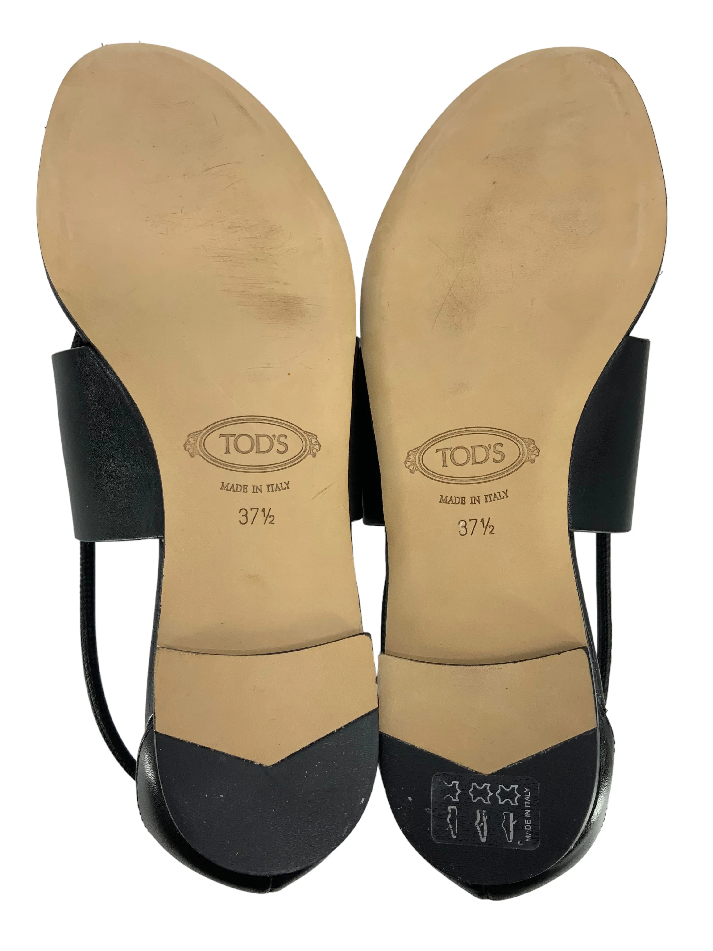 TOD'S Doppia Leather T Logo Thong Sandals Size 7.5