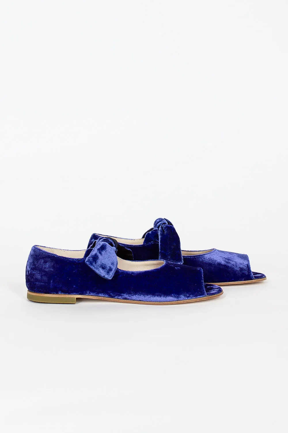 Velvet Ballerina Shoe Blue