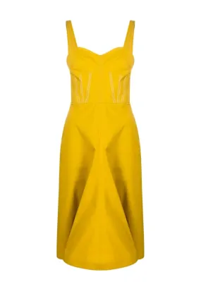 Victoria Beckham Bra Detail Cotton Dress - Yellow Ochre