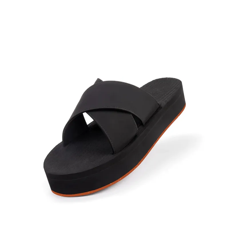 Women's Cross Platforms Sneaker Sole - Orange Sole/Black