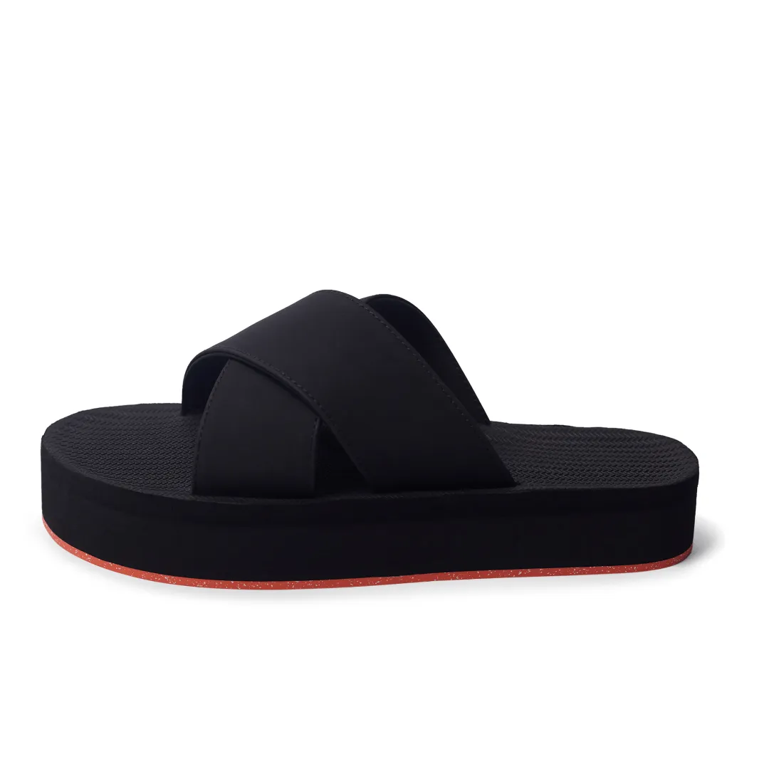 Women's Cross Platforms Sneaker Sole - Orange Sole/Black